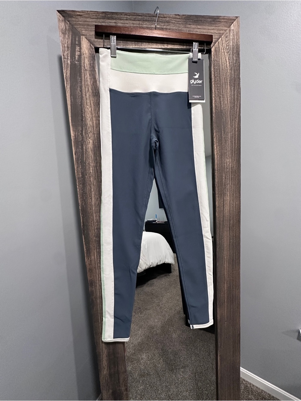 Glyder Navy and Mint Colorblock Leggings